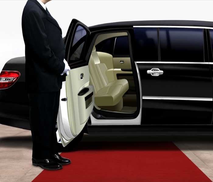 Luxury chauffeur-driven vehicle arranged for private jet crew and VIP passengers